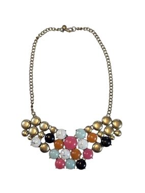 J.CREW Bubble Bib Statement Necklace Multicolor Gold Tone Cabochon Glam